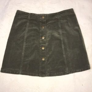 Army Green Button Up Skirt